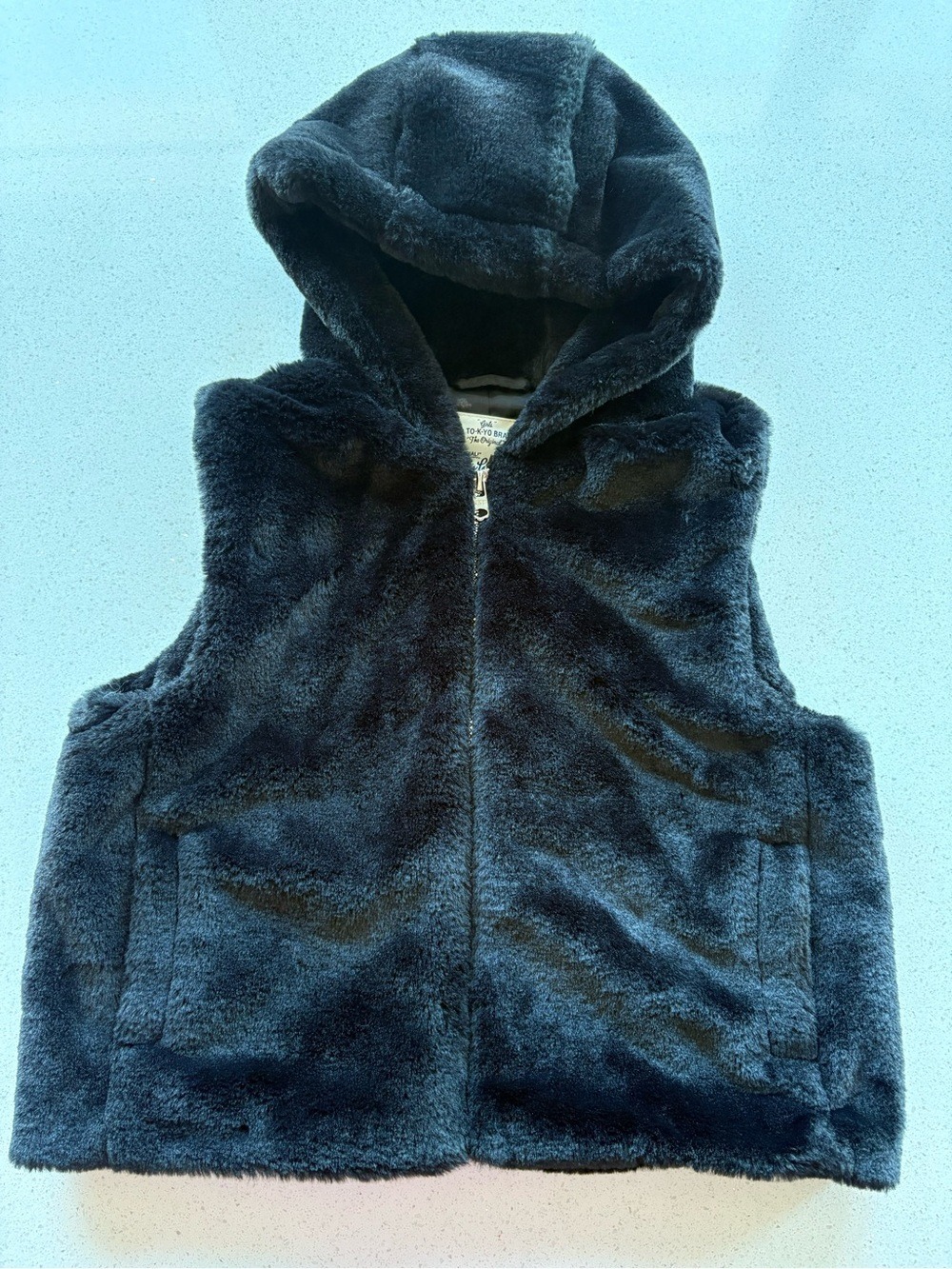 Tokyo laundry Plush Hooded Faux Fur Vest